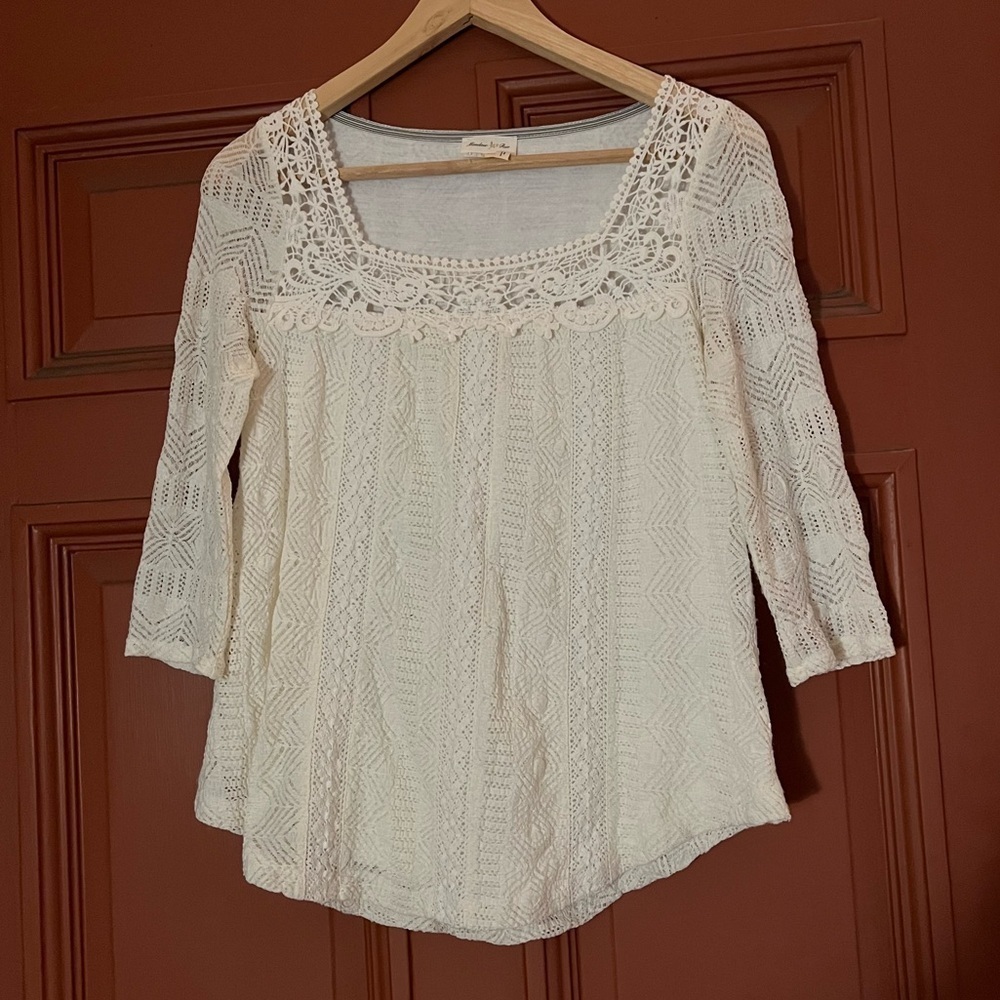 Meadow Rue Anthropologie Lace Crochet Cottagecore French Girl Feminine Top